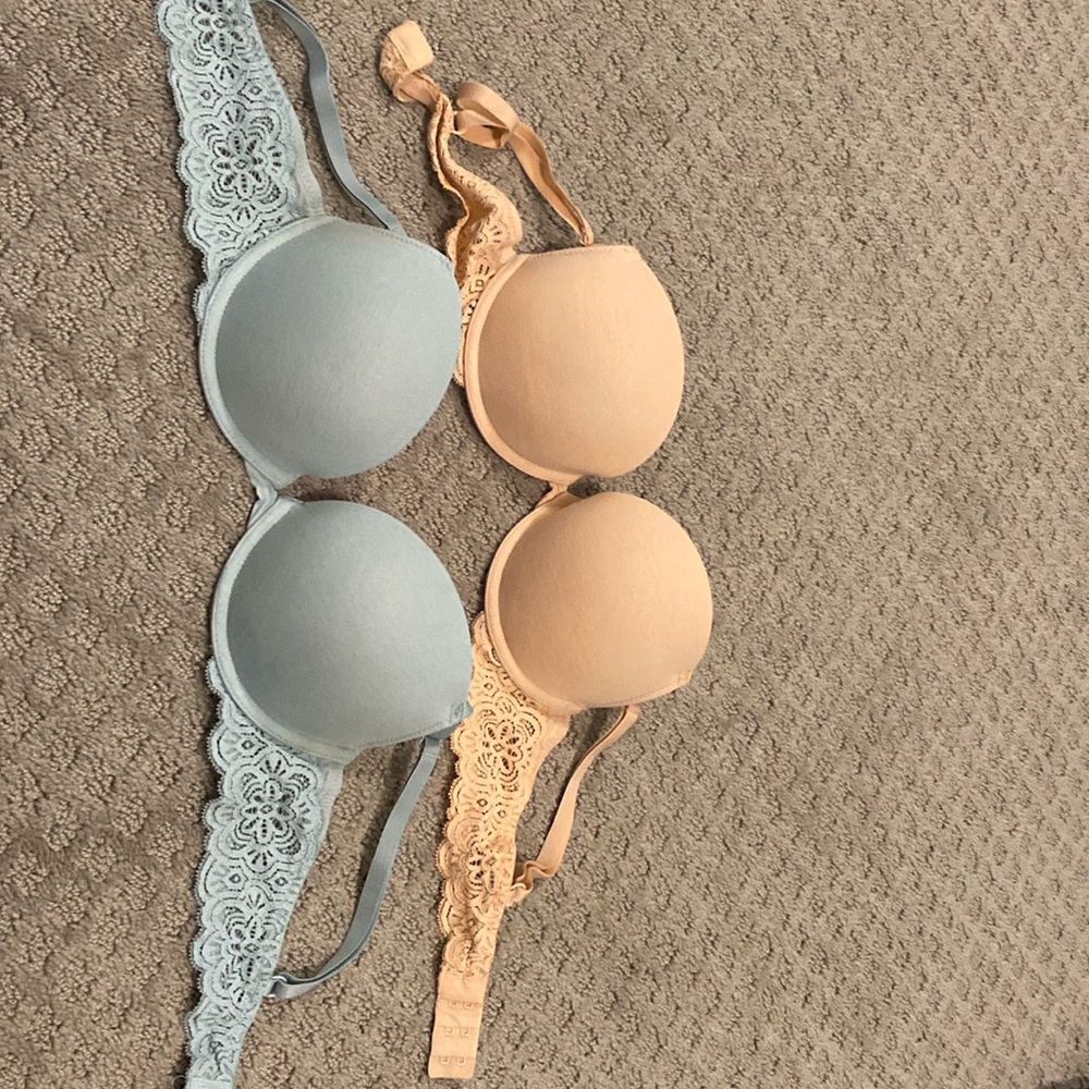 34B la senza push up bras, orange and blue